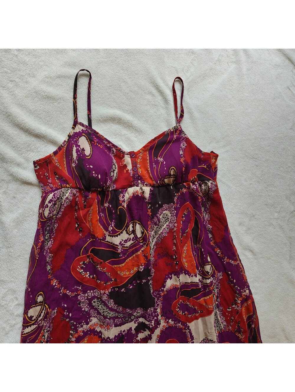 Apt 9 maximalist Red and purple paisley babydoll maxi dress w adjustable straps